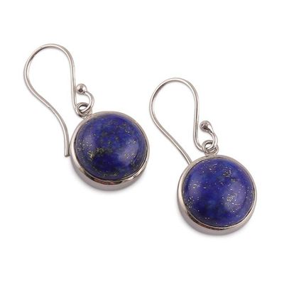 Alternate image for Polished Silver Dangle Earrings with Lapis Lazuli Stones Blue Everyday Serene