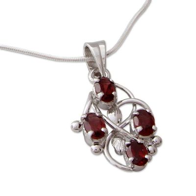 Alternate image for Sterling Silver Necklace with Garnet Handmade India Scarlet Vines