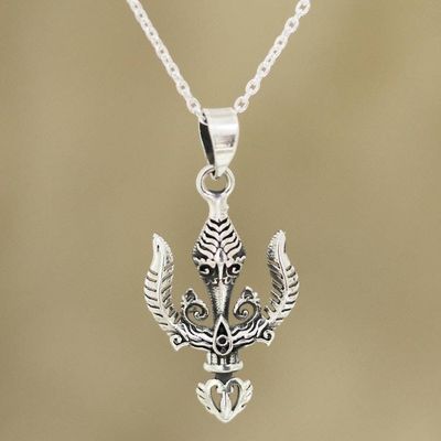 Alternate image for Shiva Trident Sterling Silver Pendant Necklace from India Mystical Trident
