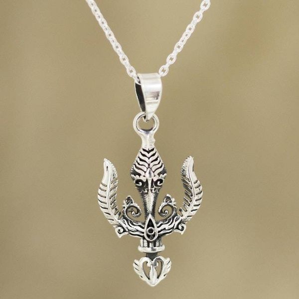 Alternate image for Shiva Trident Sterling Silver Pendant Necklace from India Mystical Trident