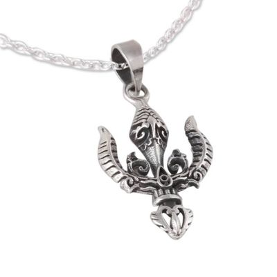 Alternate image for Shiva Trident Sterling Silver Pendant Necklace from India Mystical Trident