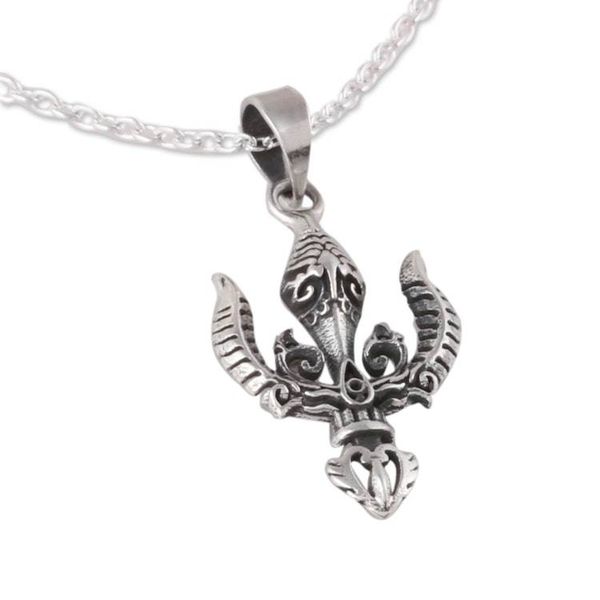 Alternate image for Shiva Trident Sterling Silver Pendant Necklace from India Mystical Trident