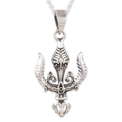 Alternate image for Shiva Trident Sterling Silver Pendant Necklace from India Mystical Trident