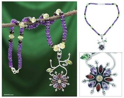 Primary image for Amethyst and garnet pendant necklace Festival