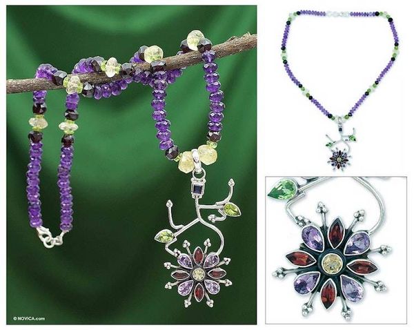 Alternate image for Amethyst and garnet pendant necklace Festival