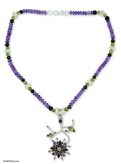 Alternate image for Amethyst and garnet pendant necklace Festival