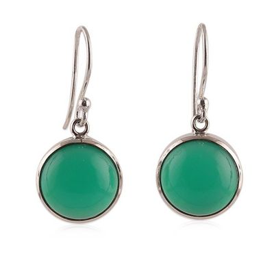 Alternate image for Green Onyx Gemstones Sterling Silver Dangle Earrings Green Everyday Serene