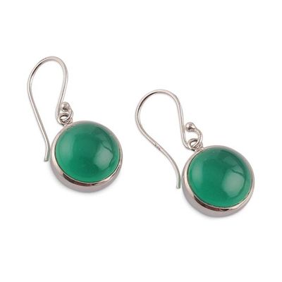 Alternate image for Green Onyx Gemstones Sterling Silver Dangle Earrings Green Everyday Serene