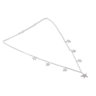 Alternate image for High-Polished Star-Themed Sterling Silver Charm Necklace Starry Nights