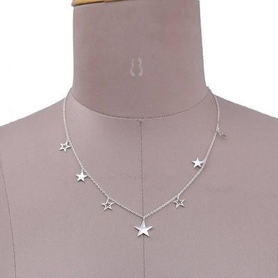 Alternate image for High-Polished Star-Themed Sterling Silver Charm Necklace Starry Nights