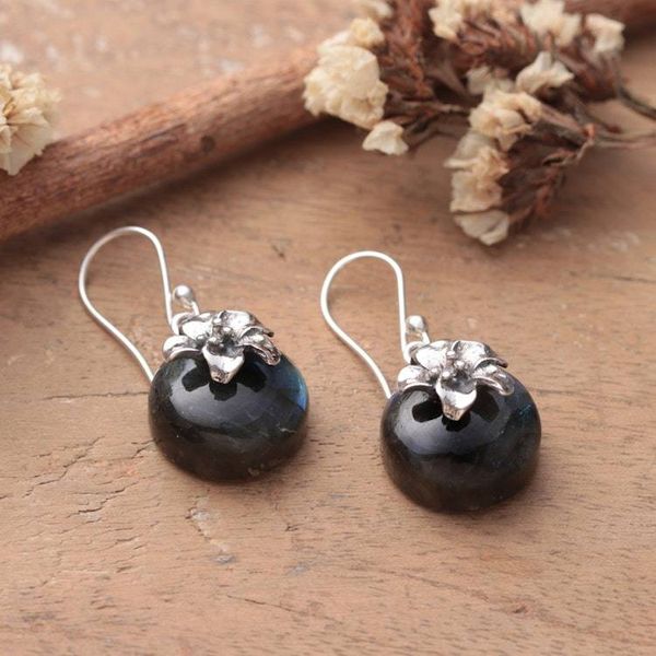 Alternate image for Berry-Inspired Natural Labradorite Cabochon Dangle Earrings Intuitive Berry