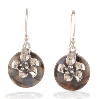 Alternate image for Berry-Inspired Natural Labradorite Cabochon Dangle Earrings Intuitive Berry