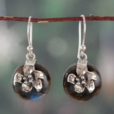 Alternate image for Berry-Inspired Natural Labradorite Cabochon Dangle Earrings Intuitive Berry