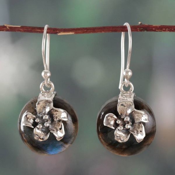 Alternate image for Berry-Inspired Natural Labradorite Cabochon Dangle Earrings Intuitive Berry