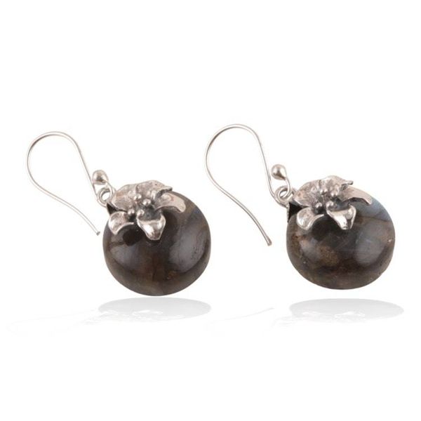 Alternate image for Berry-Inspired Natural Labradorite Cabochon Dangle Earrings Intuitive Berry