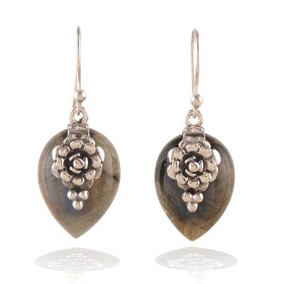 Alternate image for Drop-Shaped Natural Labradorite Cabochon Dangle Earrings Bohemian Sense