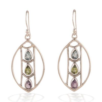 Alternate image for Polished Avant-Garde 3-Carat Multi-Gemstone Dangle Earrings Ever Beauty
