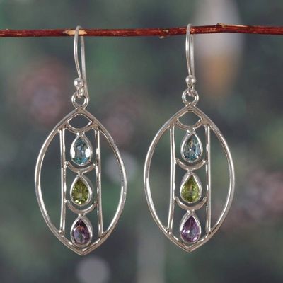 Alternate image for Polished Avant-Garde 3-Carat Multi-Gemstone Dangle Earrings Ever Beauty