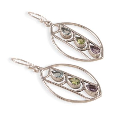 Alternate image for Polished Avant-Garde 3-Carat Multi-Gemstone Dangle Earrings Ever Beauty