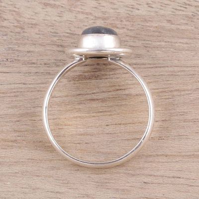 Alternate image for Round Labradorite Sterling Silver Rope Motif Cocktail Ring Stormy Moon