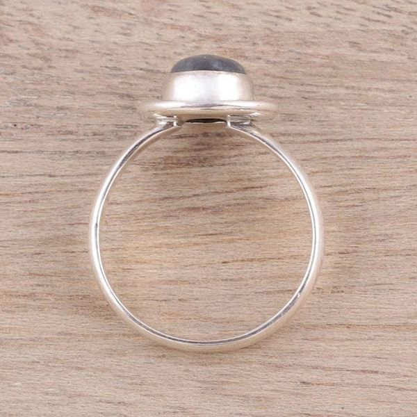 Alternate image for Round Labradorite Sterling Silver Rope Motif Cocktail Ring Stormy Moon