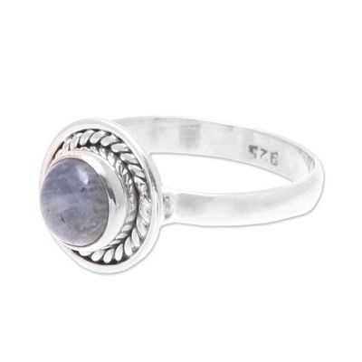 Alternate image for Round Labradorite Sterling Silver Rope Motif Cocktail Ring Stormy Moon