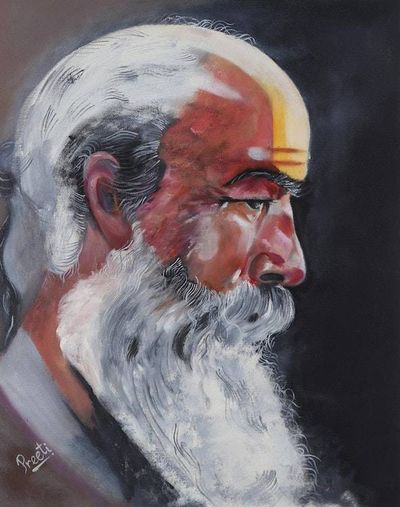 Alternate image for Signed Realist Painting of a Sadhu in Profile from India Sadhu I