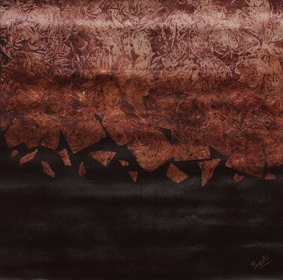 Alternate image for Modern Abstract Acrylic Painting in Brown and Black Shades Wonderland II