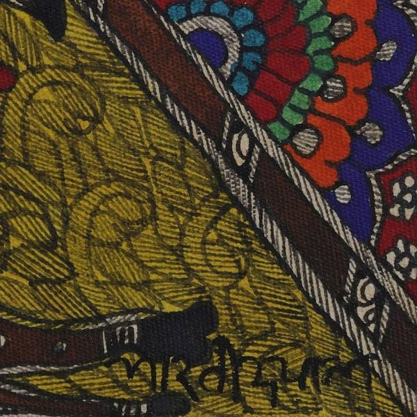 Image for Madhubani Painting of Hindu God Krishna from India Krishna the Cowherd