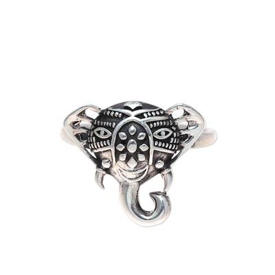 Alternate image for Handcrafted Sterling Silver Smiling Elephant Cocktail Ring Delighted Elephant