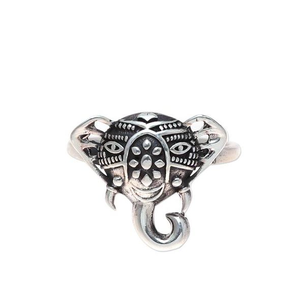 Alternate image for Handcrafted Sterling Silver Smiling Elephant Cocktail Ring Delighted Elephant