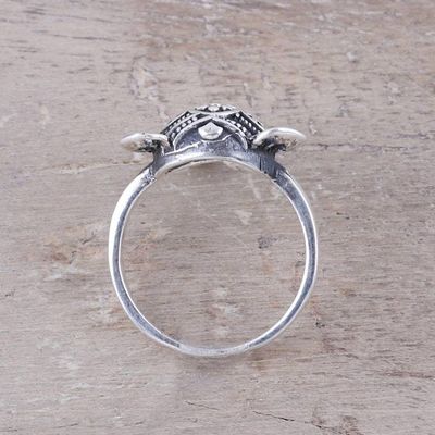 Alternate image for Handcrafted Sterling Silver Smiling Elephant Cocktail Ring Delighted Elephant