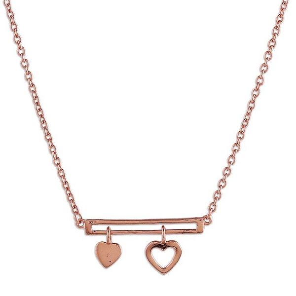 Alternate image for Polished Heart-Themed 18k Rose Gold-Plated Pendant Necklace Dancing Hearts