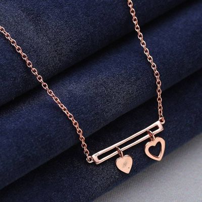 Alternate image for Polished Heart-Themed 18k Rose Gold-Plated Pendant Necklace Dancing Hearts
