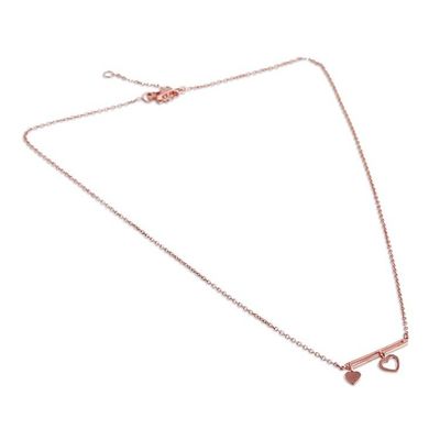 Alternate image for Polished Heart-Themed 18k Rose Gold-Plated Pendant Necklace Dancing Hearts