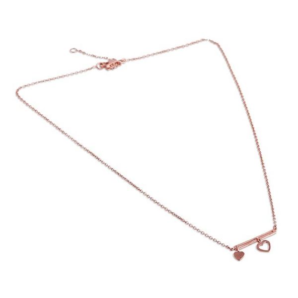 Alternate image for Polished Heart-Themed 18k Rose Gold-Plated Pendant Necklace Dancing Hearts