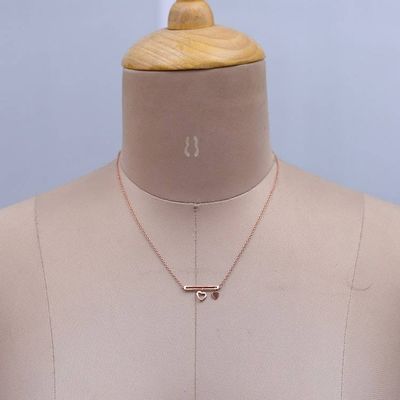 Alternate image for Polished Heart-Themed 18k Rose Gold-Plated Pendant Necklace Dancing Hearts