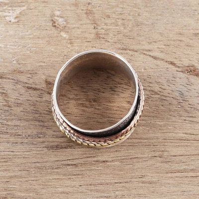 Alternate image for Rope Pattern Sterling Silver Spinner Ring from India Rope Rotation