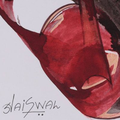 Alternate image for Woman Playing Musical Instrument Abstract Acrylic Painting Meditative Strings