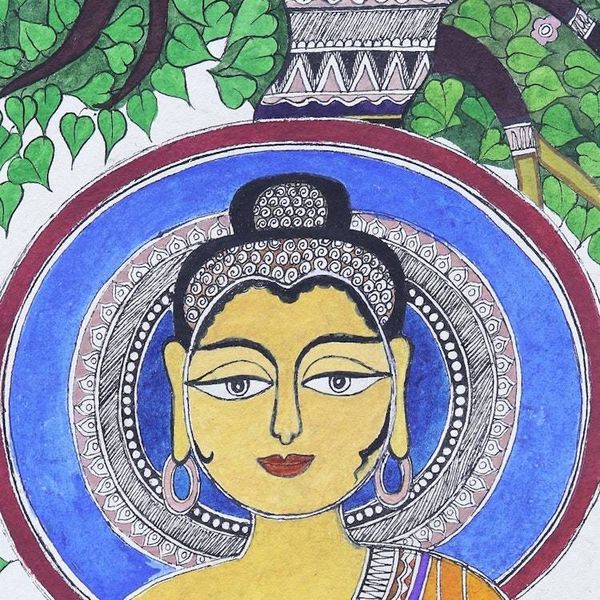 Alternate image for Madhubani Painting of Buddha from India Enlightened