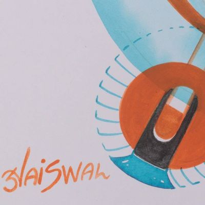 Alternate image for Veena Musical Instrument-Themed Abstract Acrylic Painting Melody of Stillness