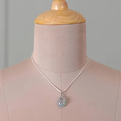 Alternate image for Classic Chalcedony Cabochon Pendant Necklace Made in India Morning Dew