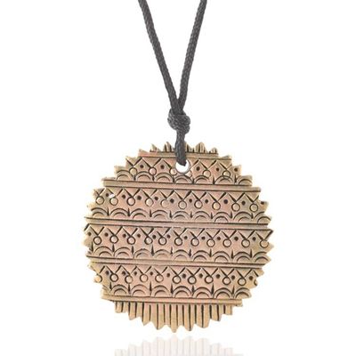 Alternate image for Handcrafted Ceramic Pendant Necklace in Antiqued Golden Hues Midas Memoir