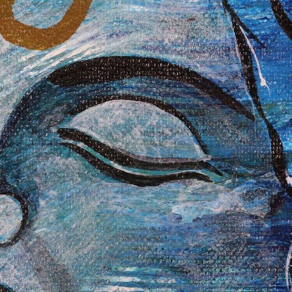 Alternate image for Blue Acrylic Portrait Painting from India Dhyan
