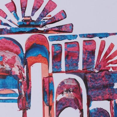 Alternate image for Modern Abstract Acrylic Painting of an Indian Temple Awakening Arches