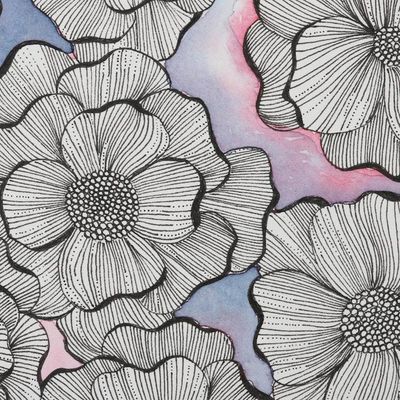 Alternate image for Floral-Themed Watercolor Painting from India Floral Dance