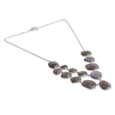 Alternate image for 116-Carat Faceted Checkerboard Labradorite Pendant Necklace Luxurious Evening