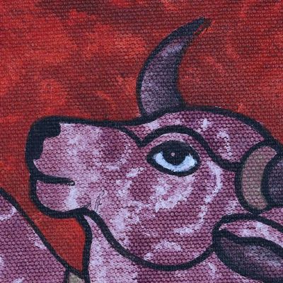 Alternate image for Acrylic Painting on Canvas with Bull Motif Bull Power