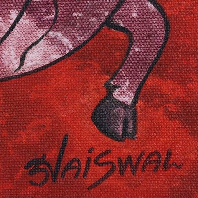 Alternate image for Acrylic Painting on Canvas with Bull Motif Bull Power