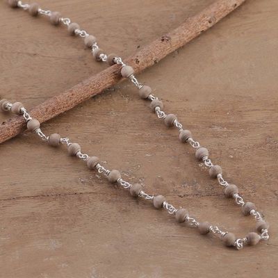 Primary image for Avant-Garde Sterling Silver and Tulsi Wood Link Necklace Immortal Forest